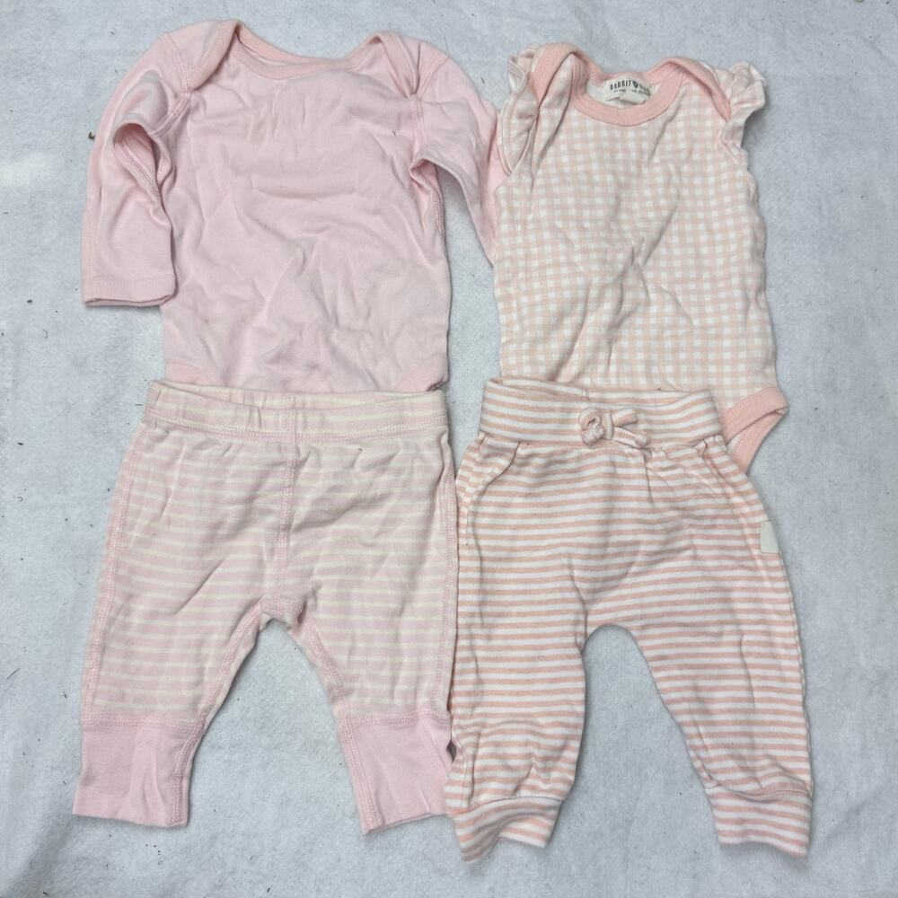 Lot of Pink White Baby Girl Clothes Hanna Andersson Rabbit + Bear 0-3 Months